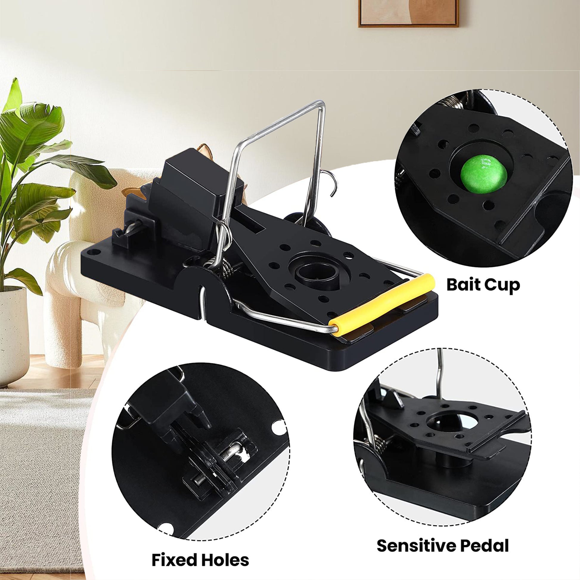 Mouse Trap Rat Traps Indoor Small Reusable Powerful Mouse Traps Bait Cup  Powerful Bites Effectively Lures